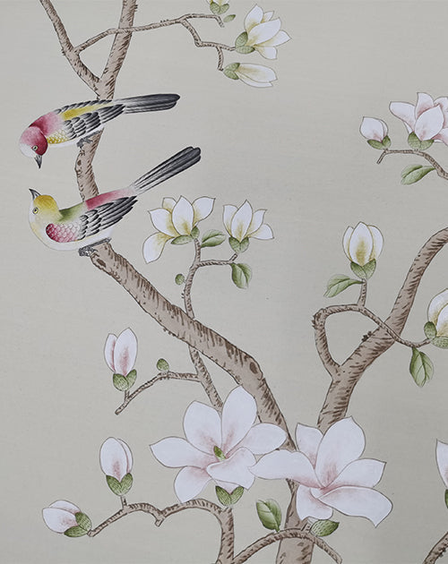 G-006 Birds Twittering in Serenity on Custom Color Paper Benjamin Moore Seapearl OC-19