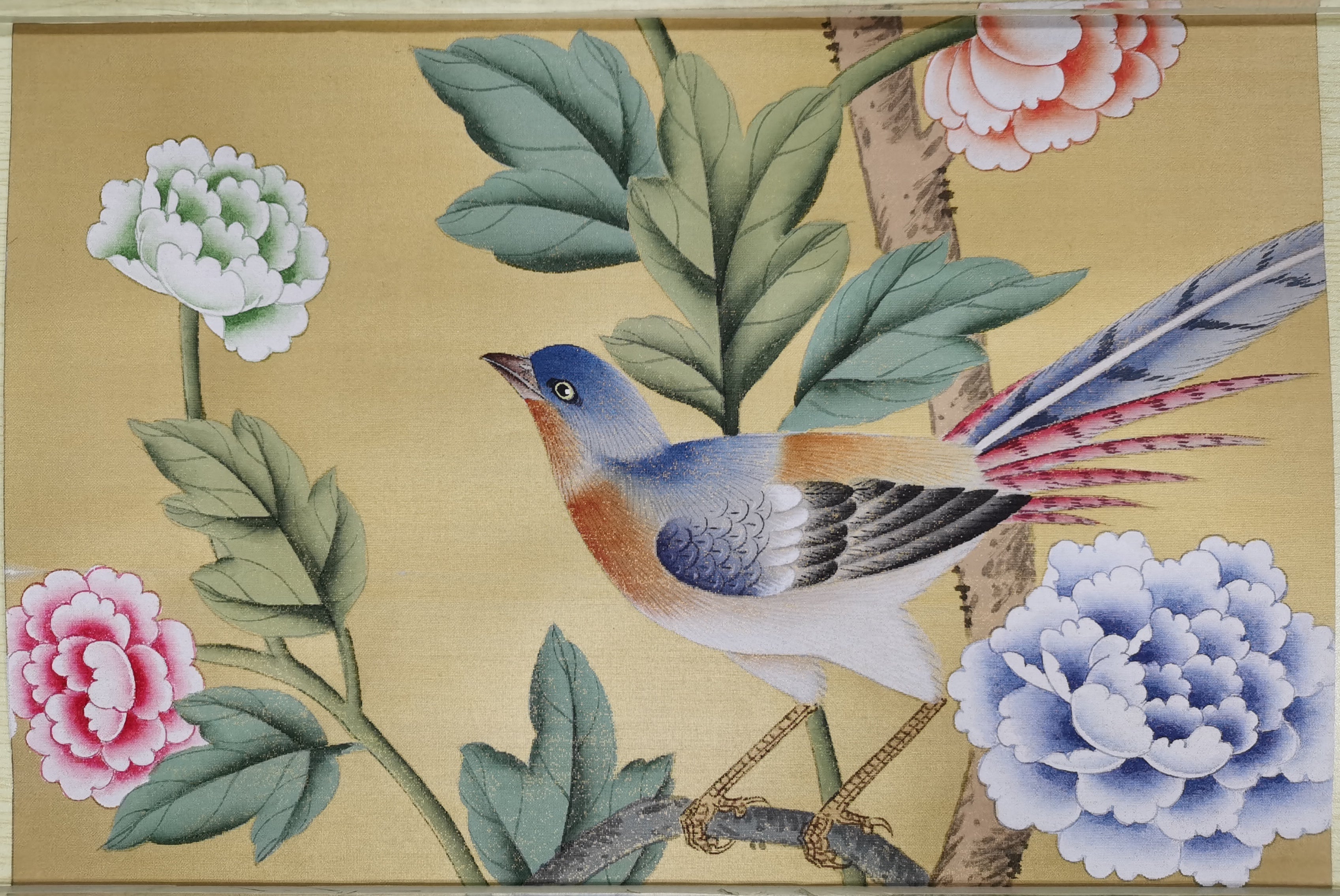 G-005 Sample IN STOCK for Chinoiserie Handpainted Wallpaper 12" x 8"