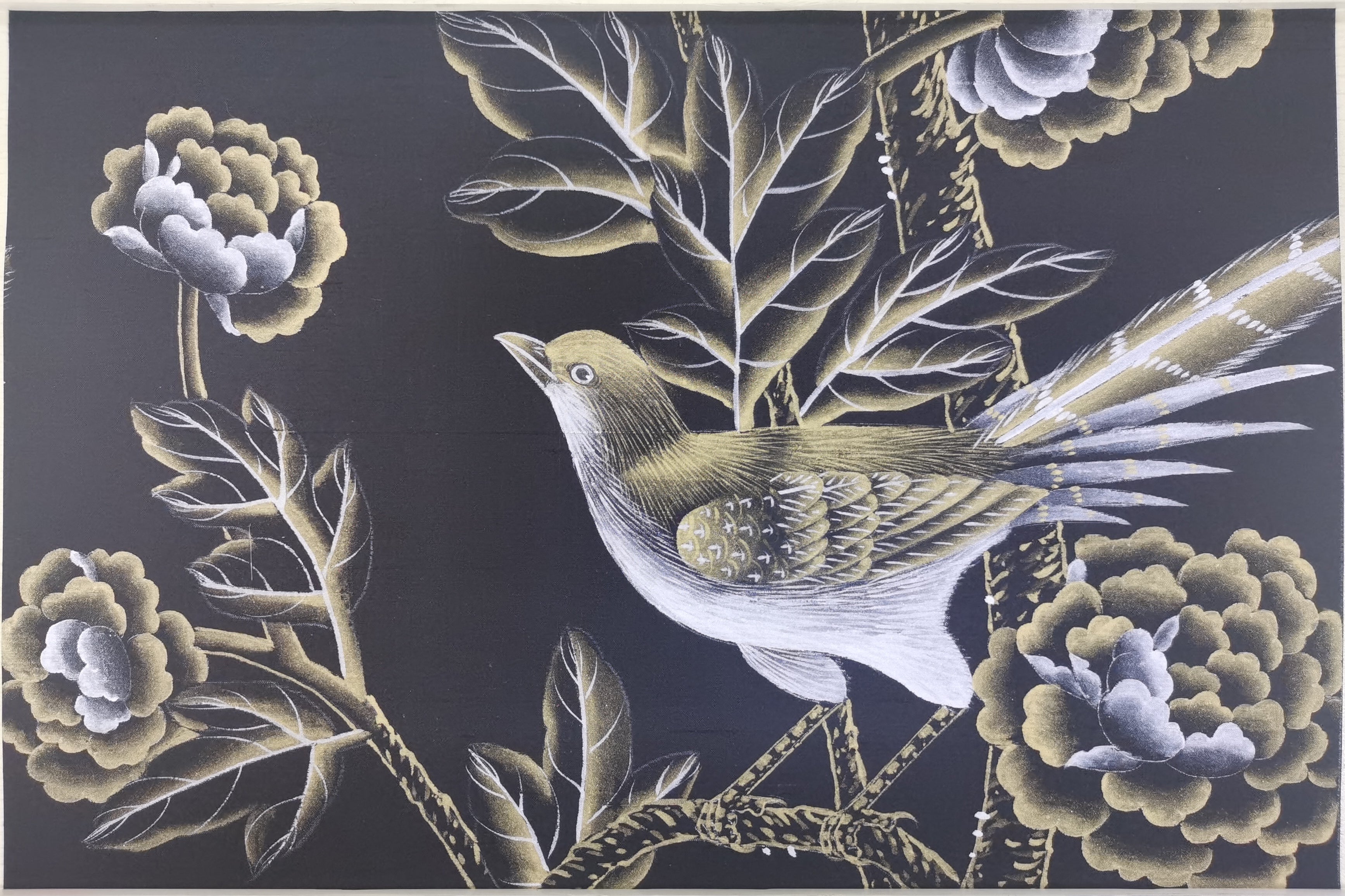 G-005 Sample IN STOCK for Chinoiserie Handpainted Wallpaper 12" x 8"