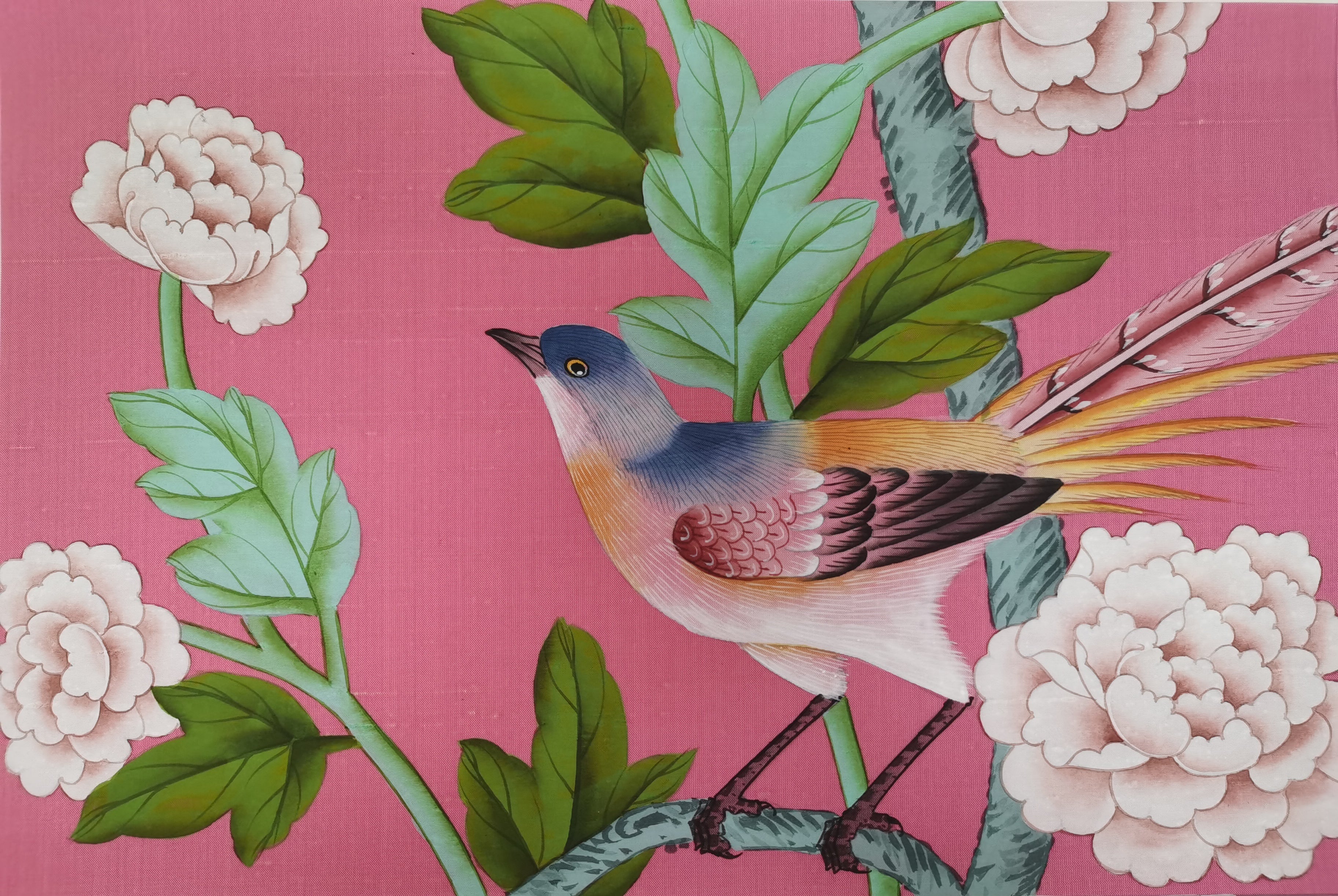 G-005 Sample IN STOCK for Chinoiserie Handpainted Wallpaper 12" x 8"