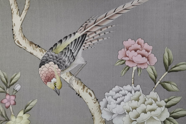 G-005 Sample IN STOCK for Chinoiserie Handpainted Wallpaper 12" x 8"