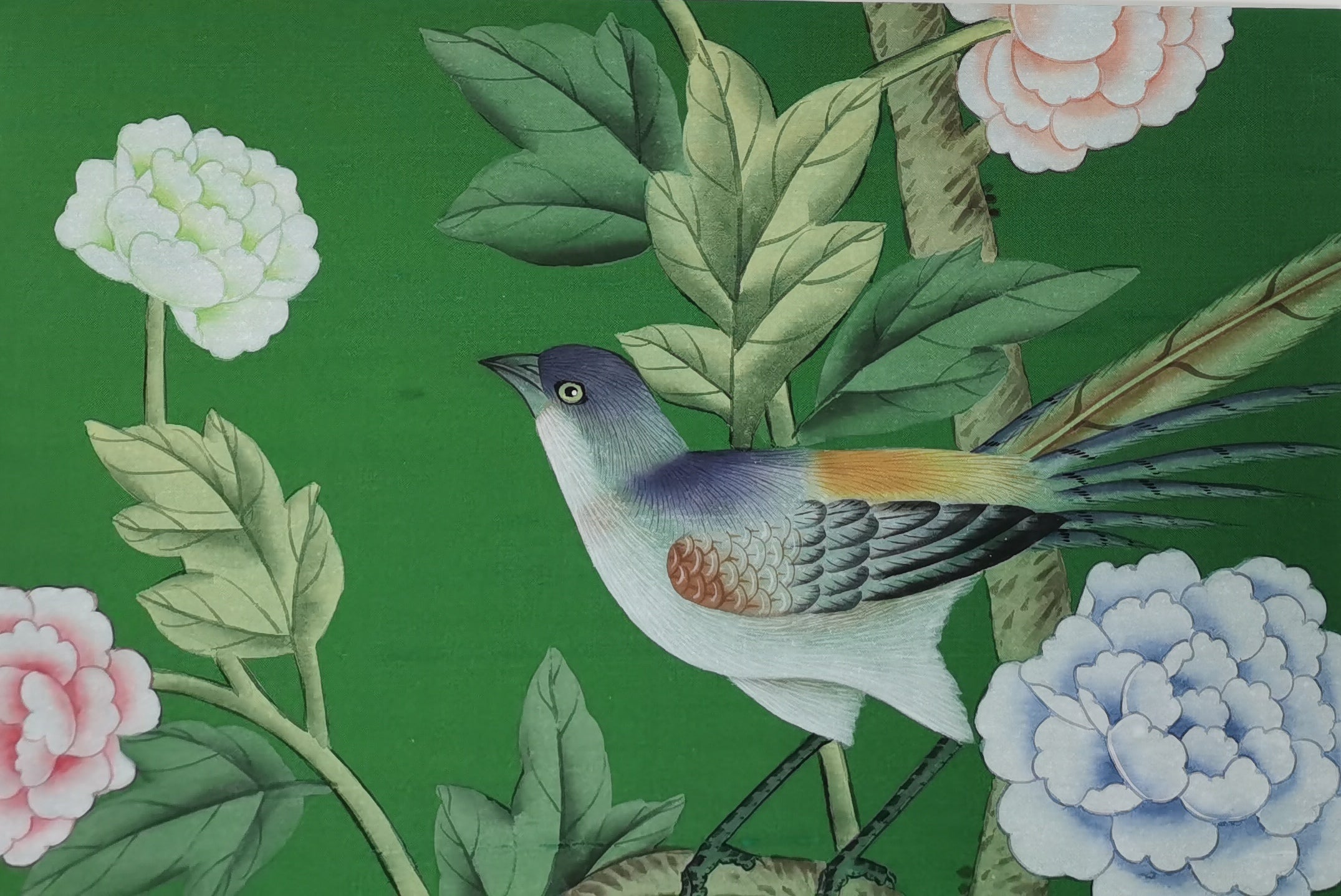 G-005 Sample IN STOCK for Chinoiserie Handpainted Wallpaper 12" x 8"