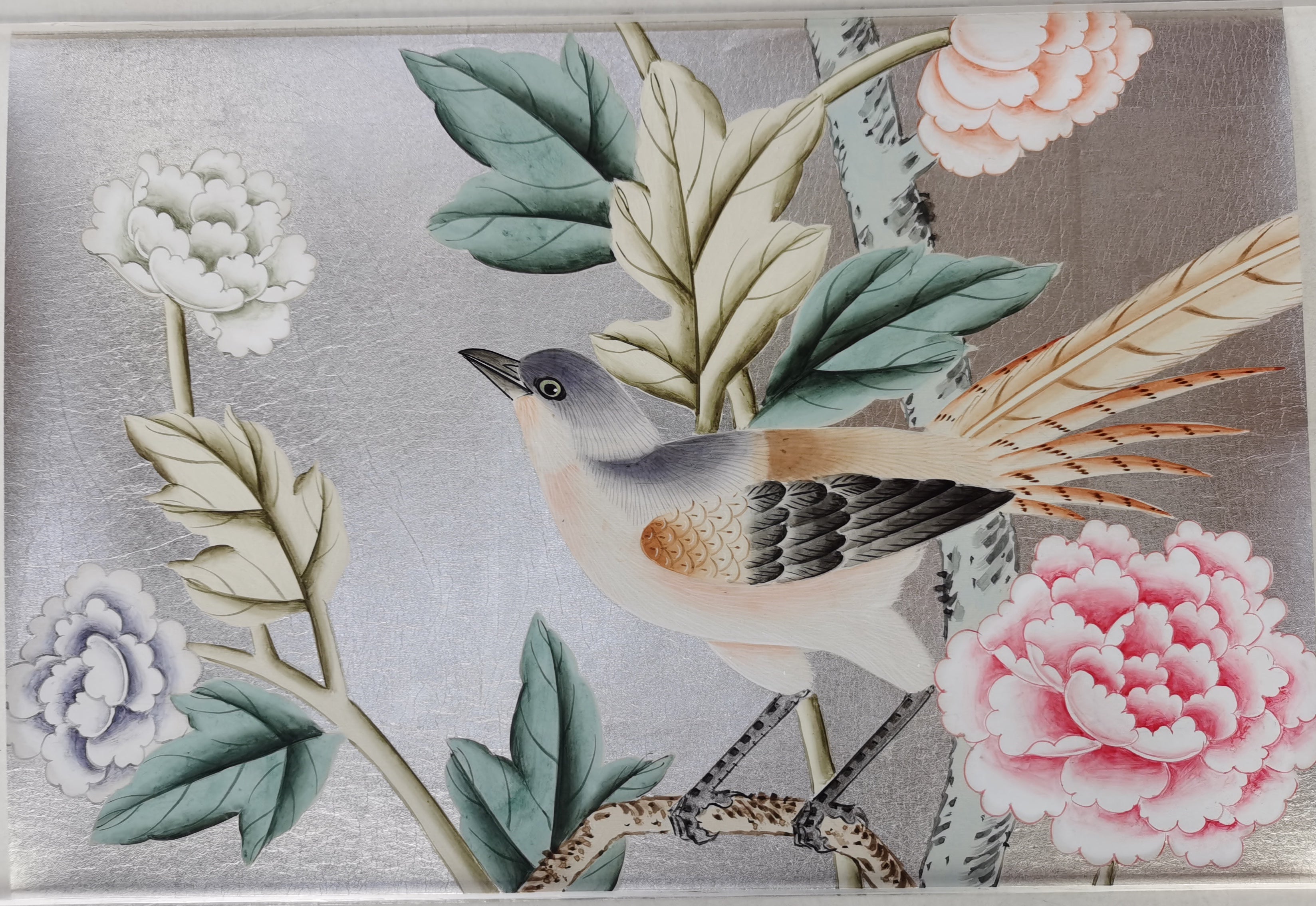 G-005 Sample IN STOCK for Chinoiserie Handpainted Wallpaper 12" x 8"