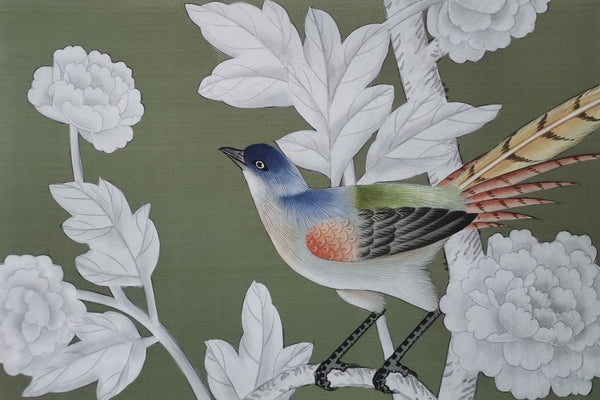 G-005 Sample IN STOCK for Chinoiserie Handpainted Wallpaper 12" x 8"