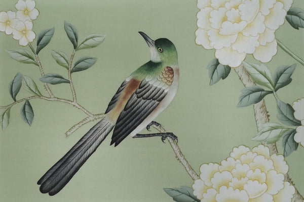 G-005 Sample IN STOCK for Chinoiserie Handpainted Wallpaper 12" x 8"