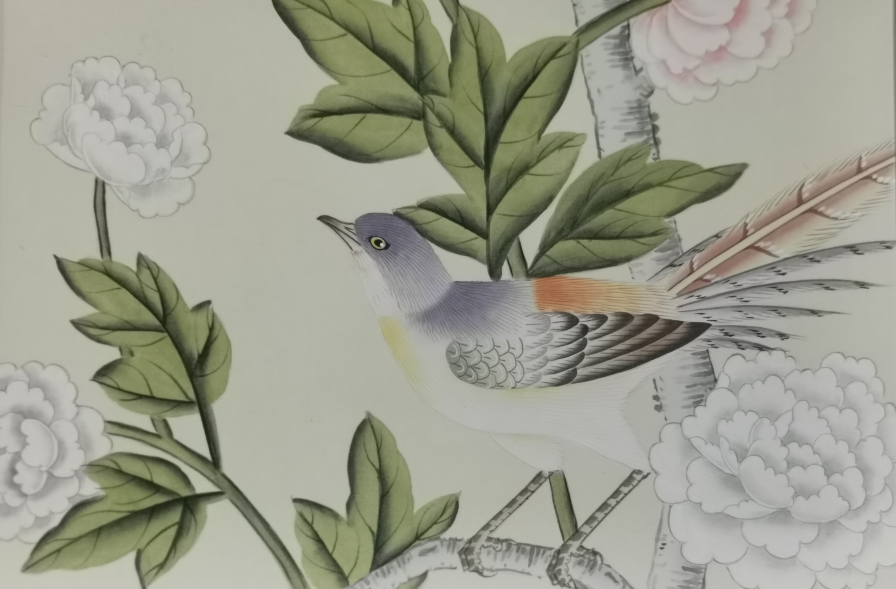 G-005 Sample IN STOCK for Chinoiserie Handpainted Wallpaper 12" x 8"