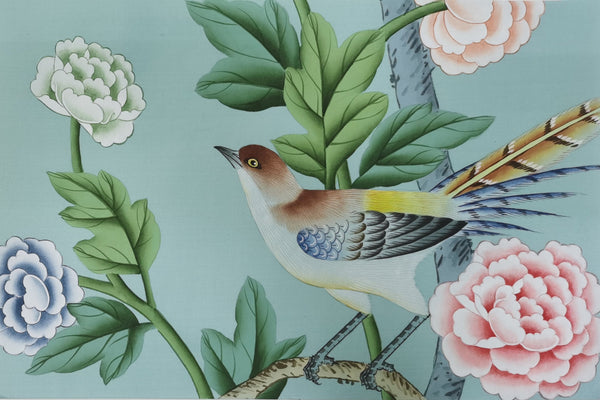 G-005 Sample IN STOCK for Chinoiserie Handpainted Wallpaper 12" x 8"