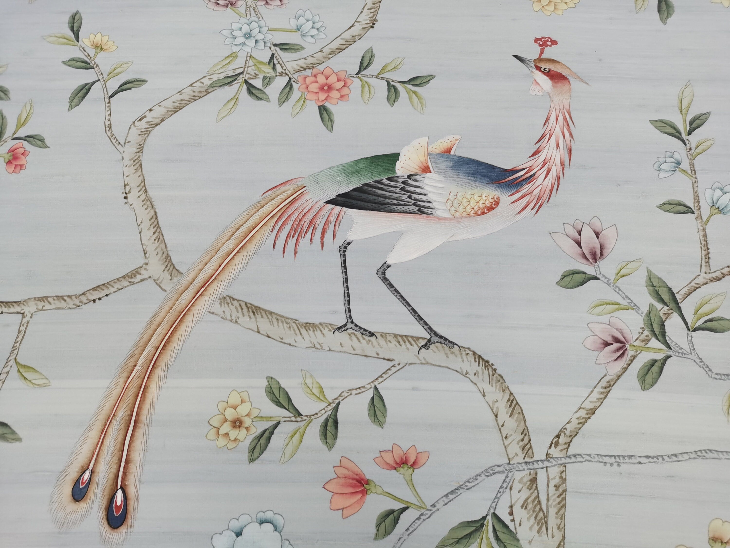 G-005 Grand View Garden for Chinoiserie Handpainting on Blue Slub Silk DP-48