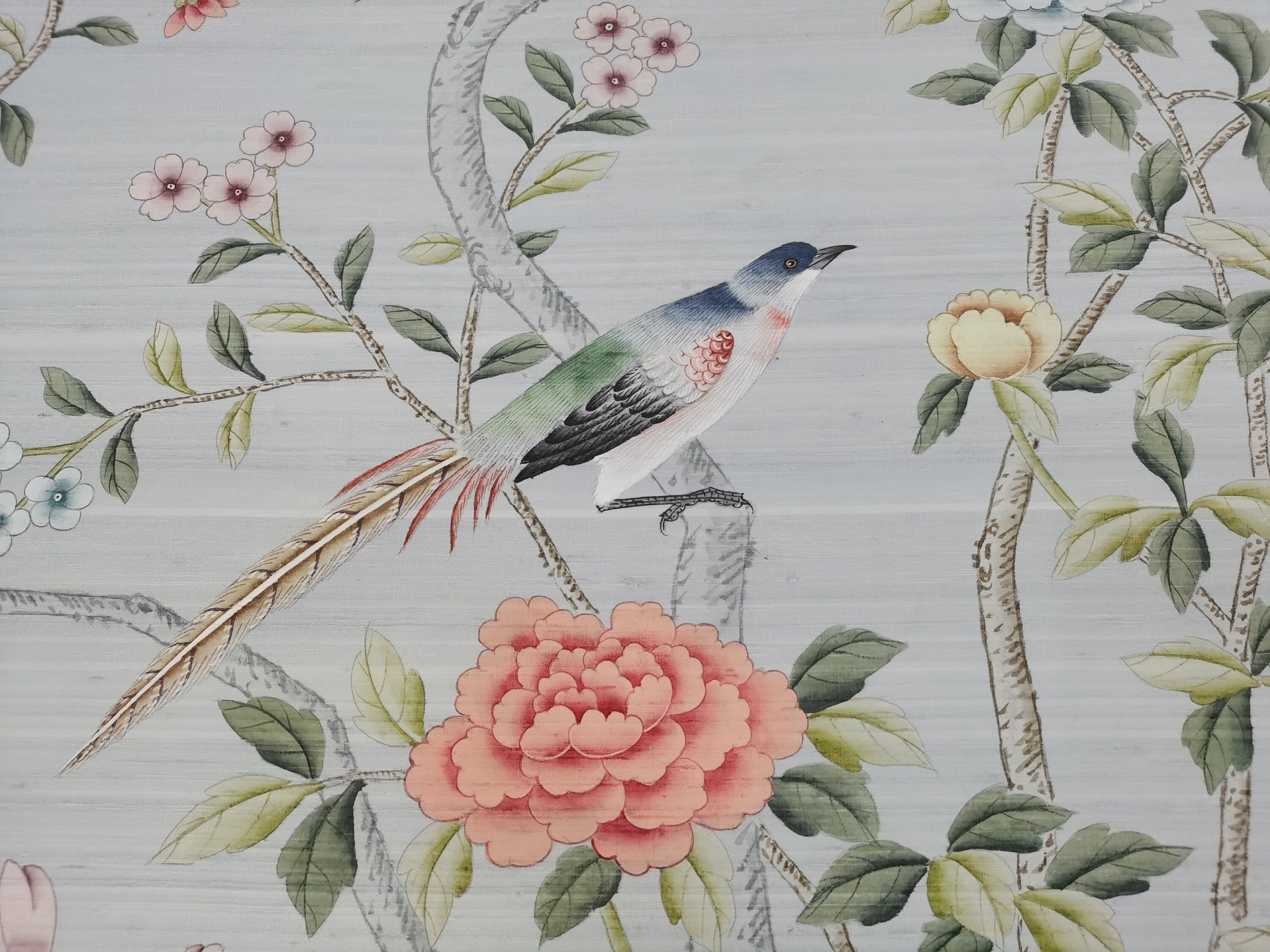 G-005 Grand View Garden for Chinoiserie Handpainting on Blue Slub Silk DP-48