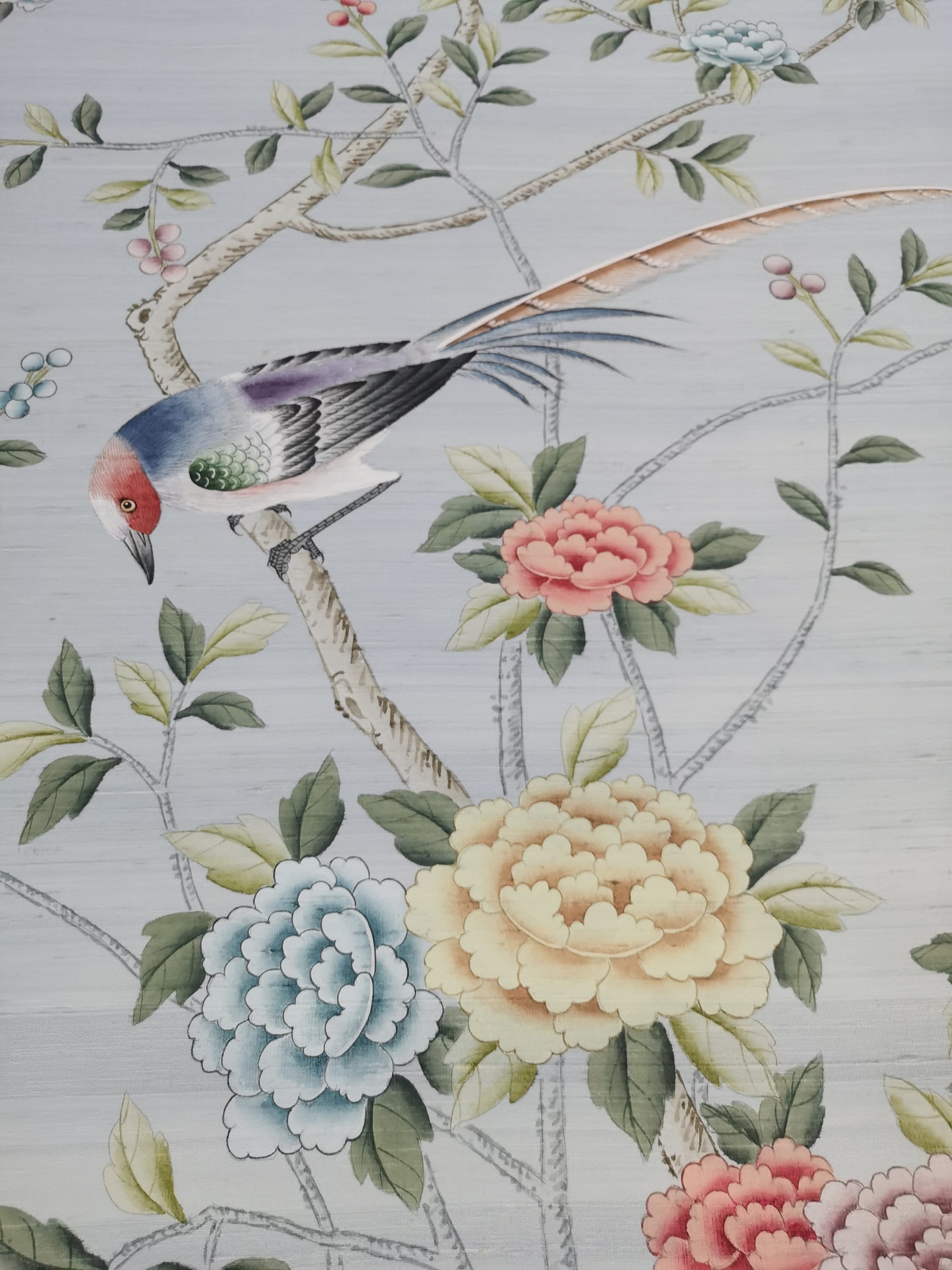 G-005 Grand View Garden for Chinoiserie Handpainting on Blue Slub Silk DP-48