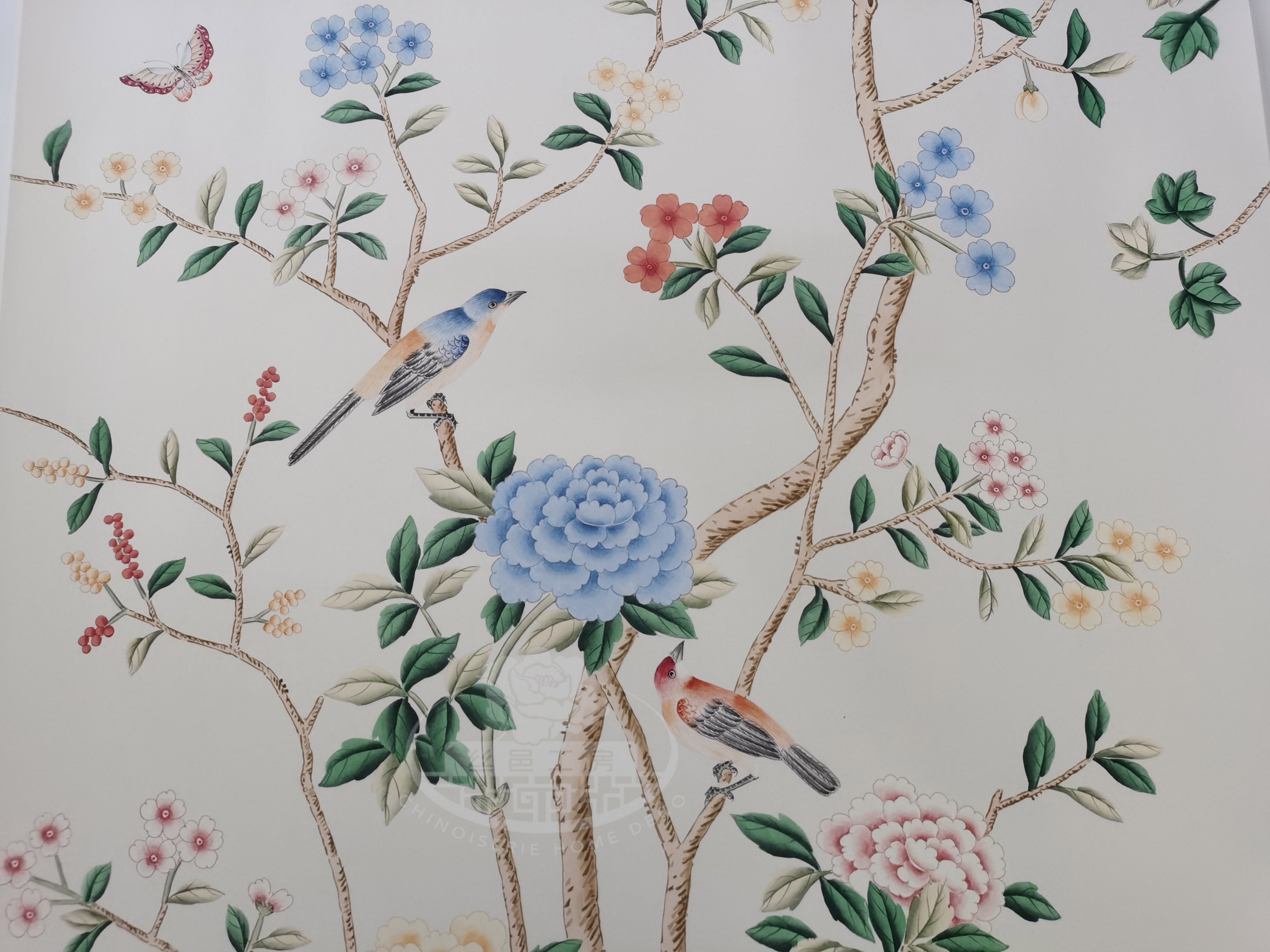 G-005 Grand View Garden Chinoiserie Handpainted Wallpaper on Ivory Paper No. 94