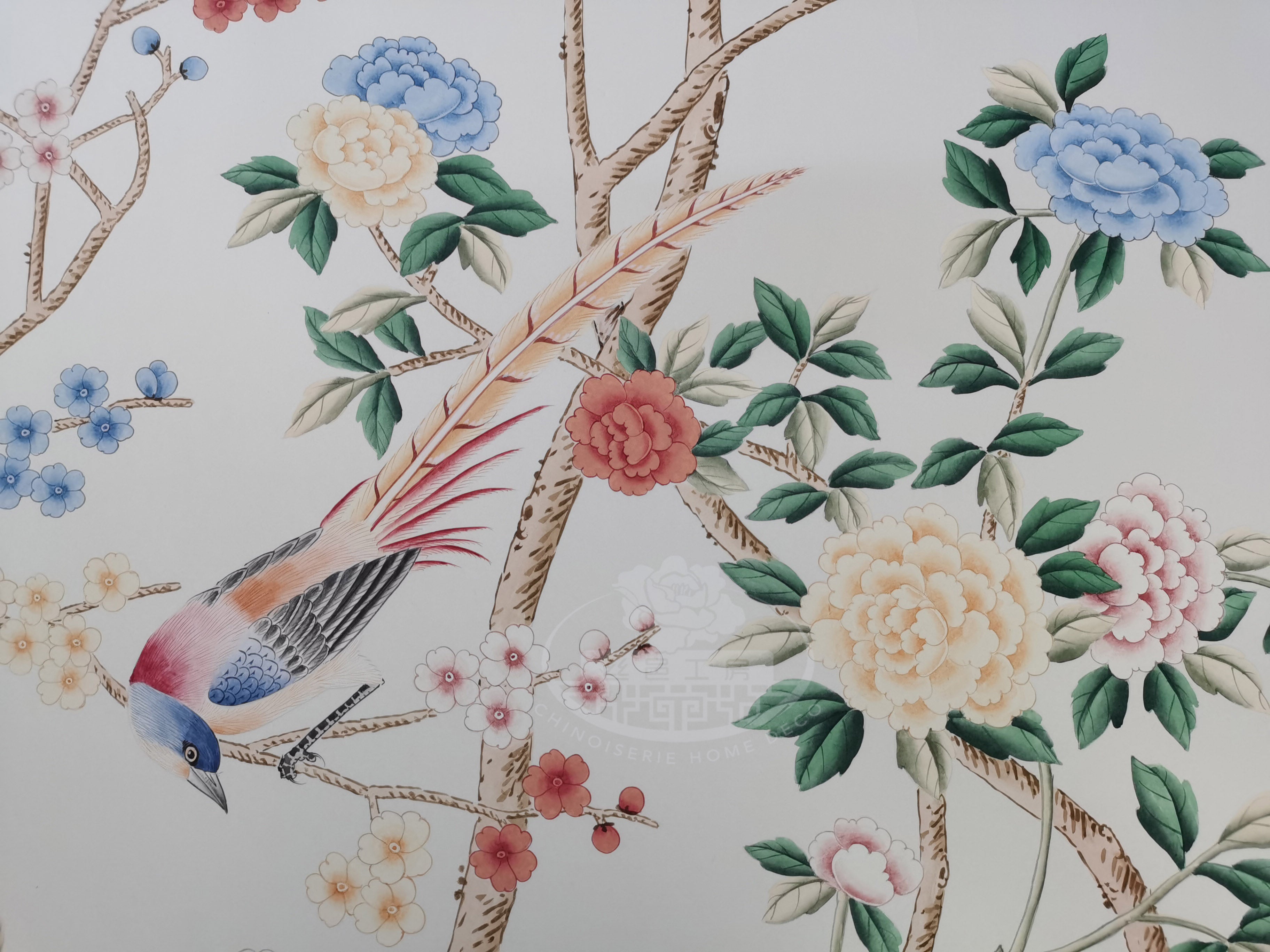 G-005 Grand View Garden Chinoiserie Handpainted Wallpaper on Ivory Paper No. 94