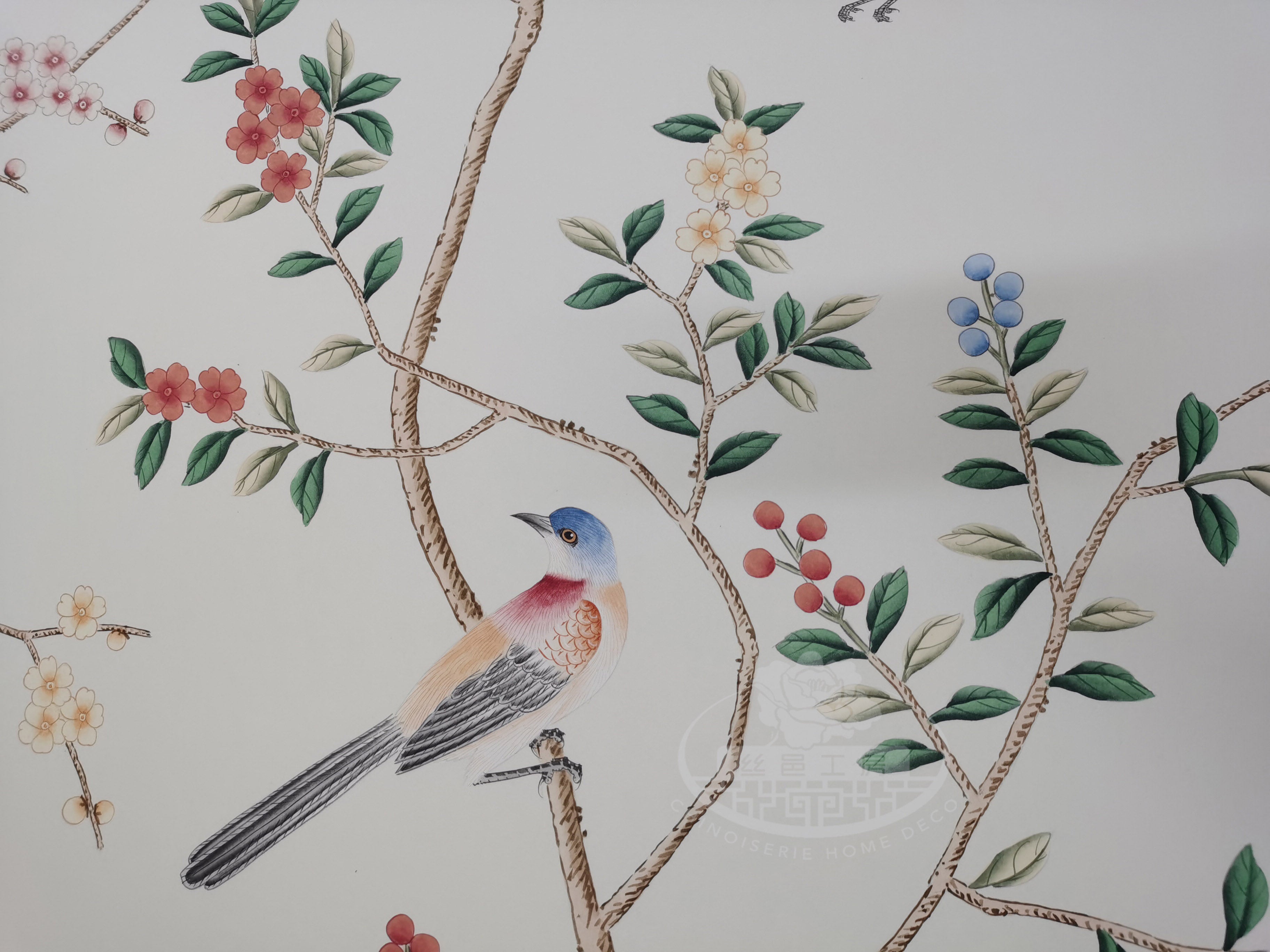 G-005 Grand View Garden Chinoiserie Handpainted Wallpaper on Ivory Paper No. 94