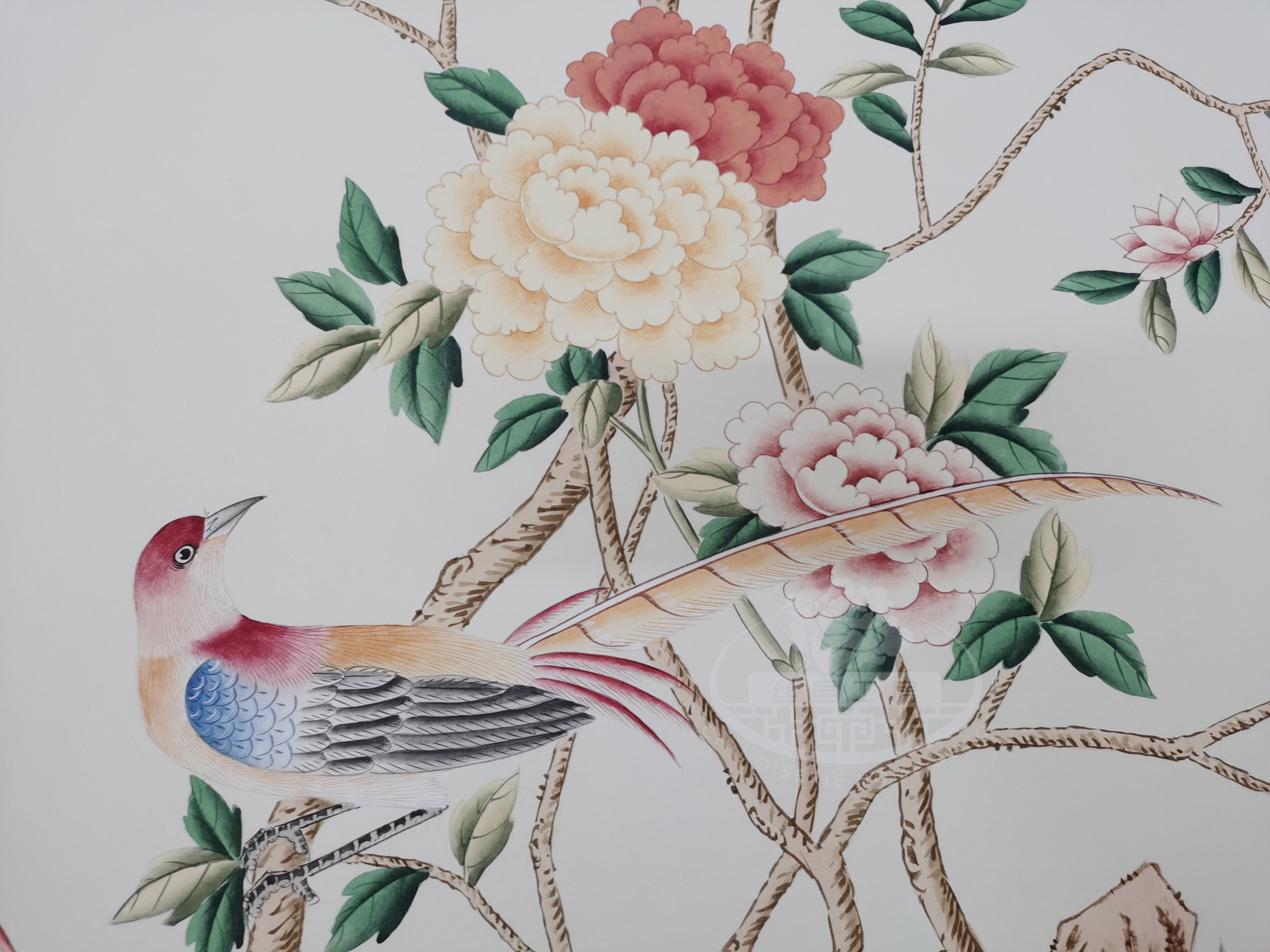 G-005 Grand View Garden Chinoiserie Handpainted Wallpaper on Ivory Paper No. 94