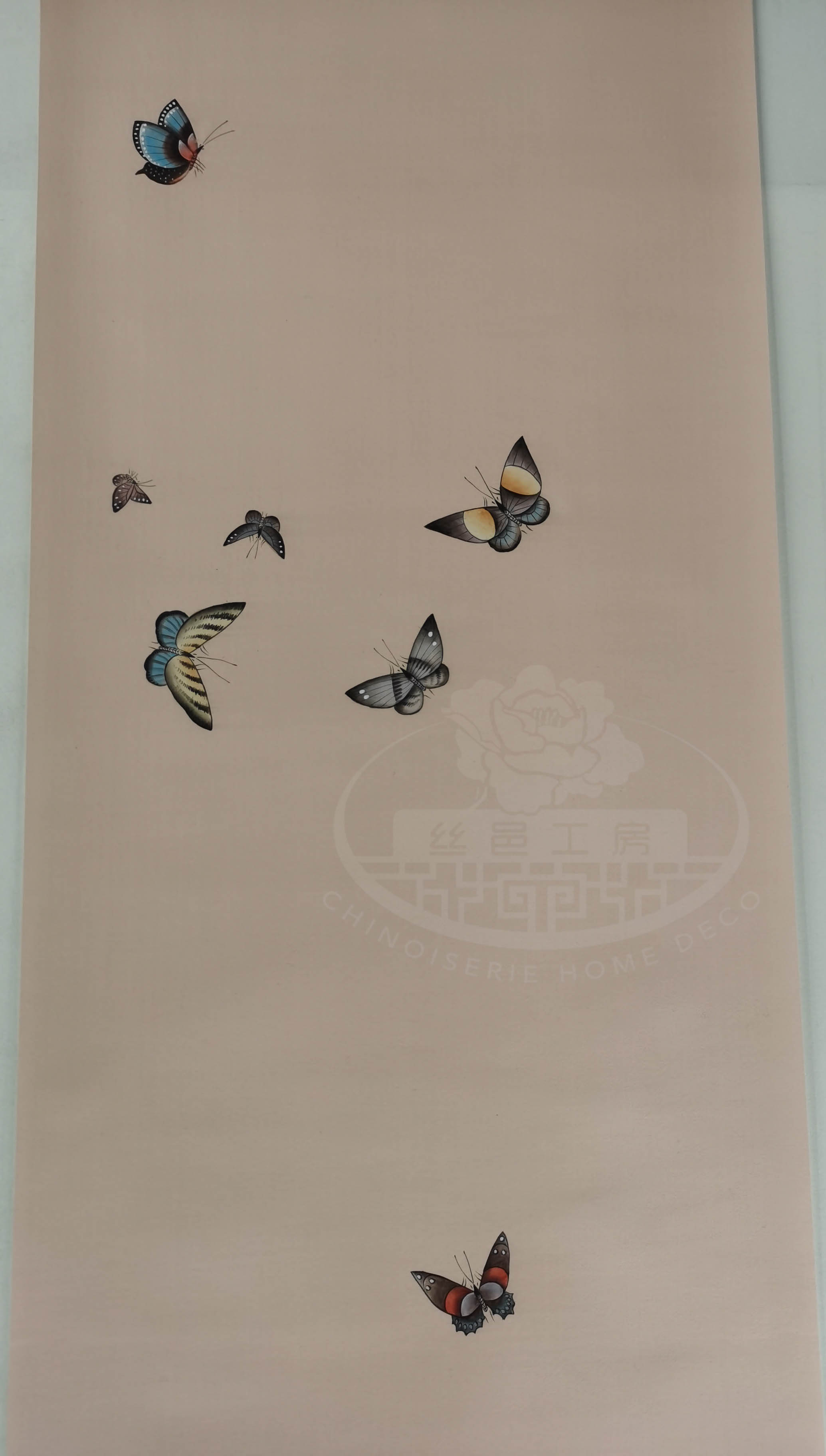 G-030 Butterflies on Light Pink Spun Silk SP-34