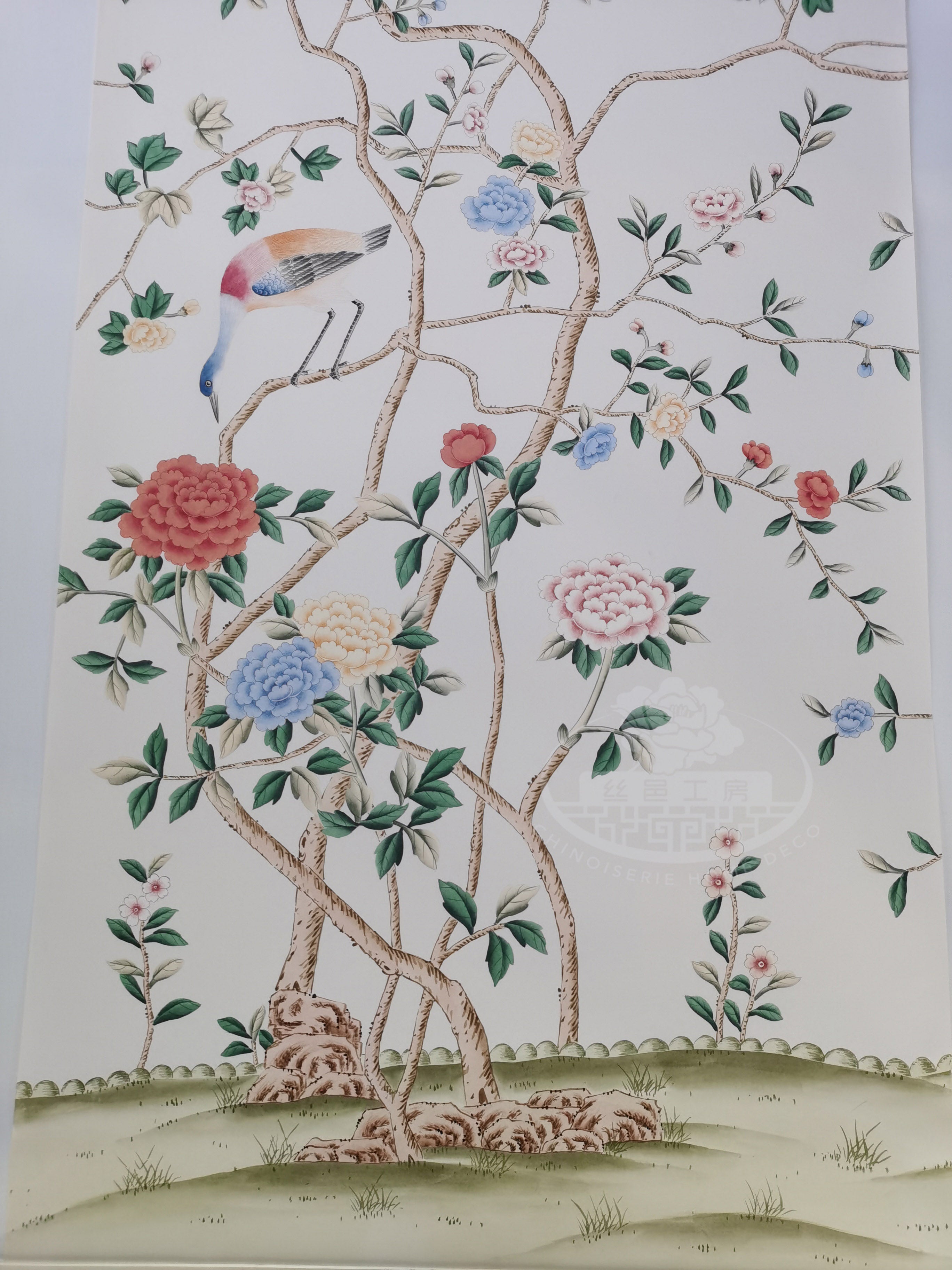 G-005 Grand View Garden Chinoiserie Handpainted Wallpaper on Ivory Paper No. 94