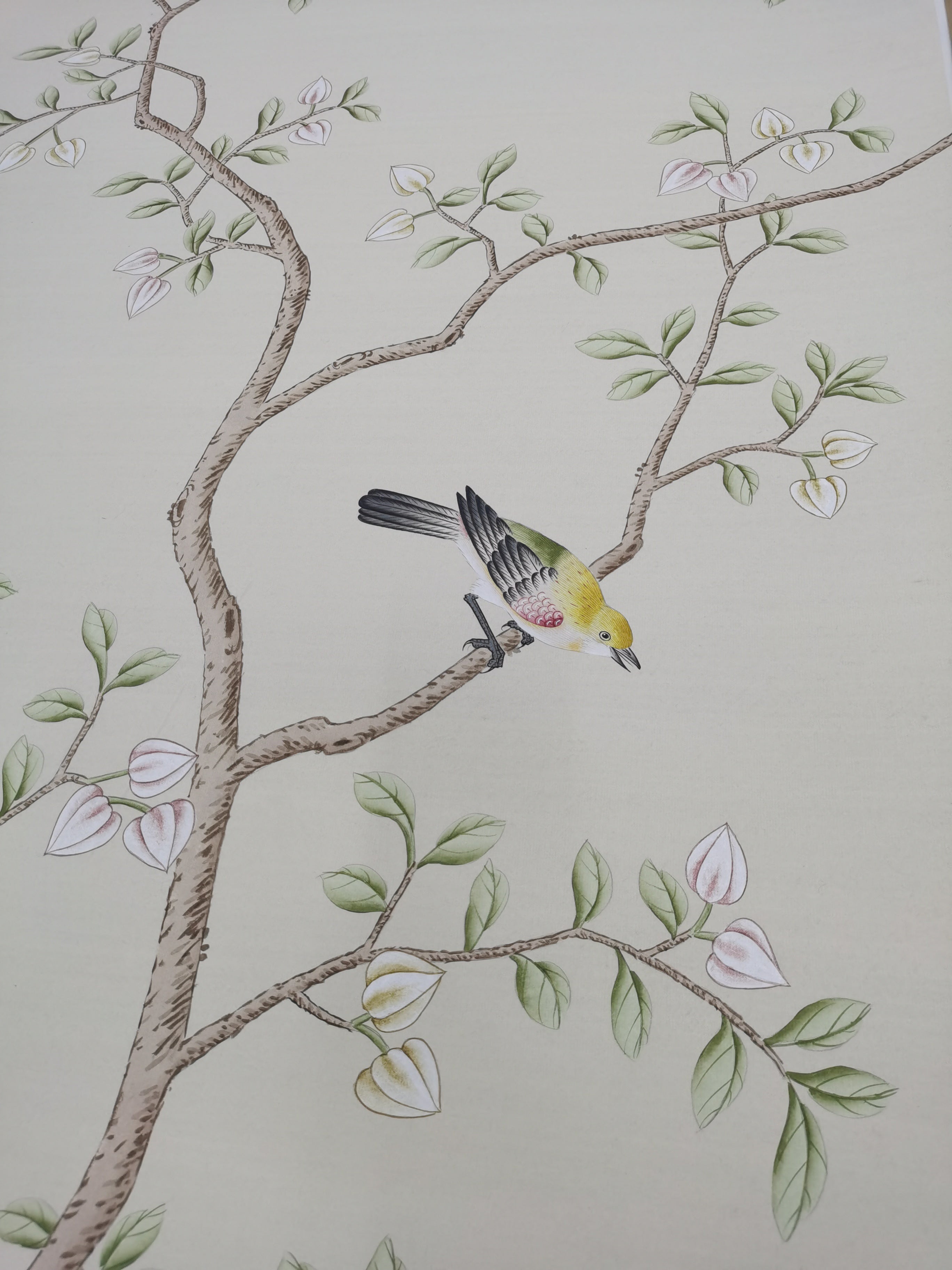 G-006 Birds Twittering in Serenity on Custom Color Paper Benjamin Moore Seapearl OC-19