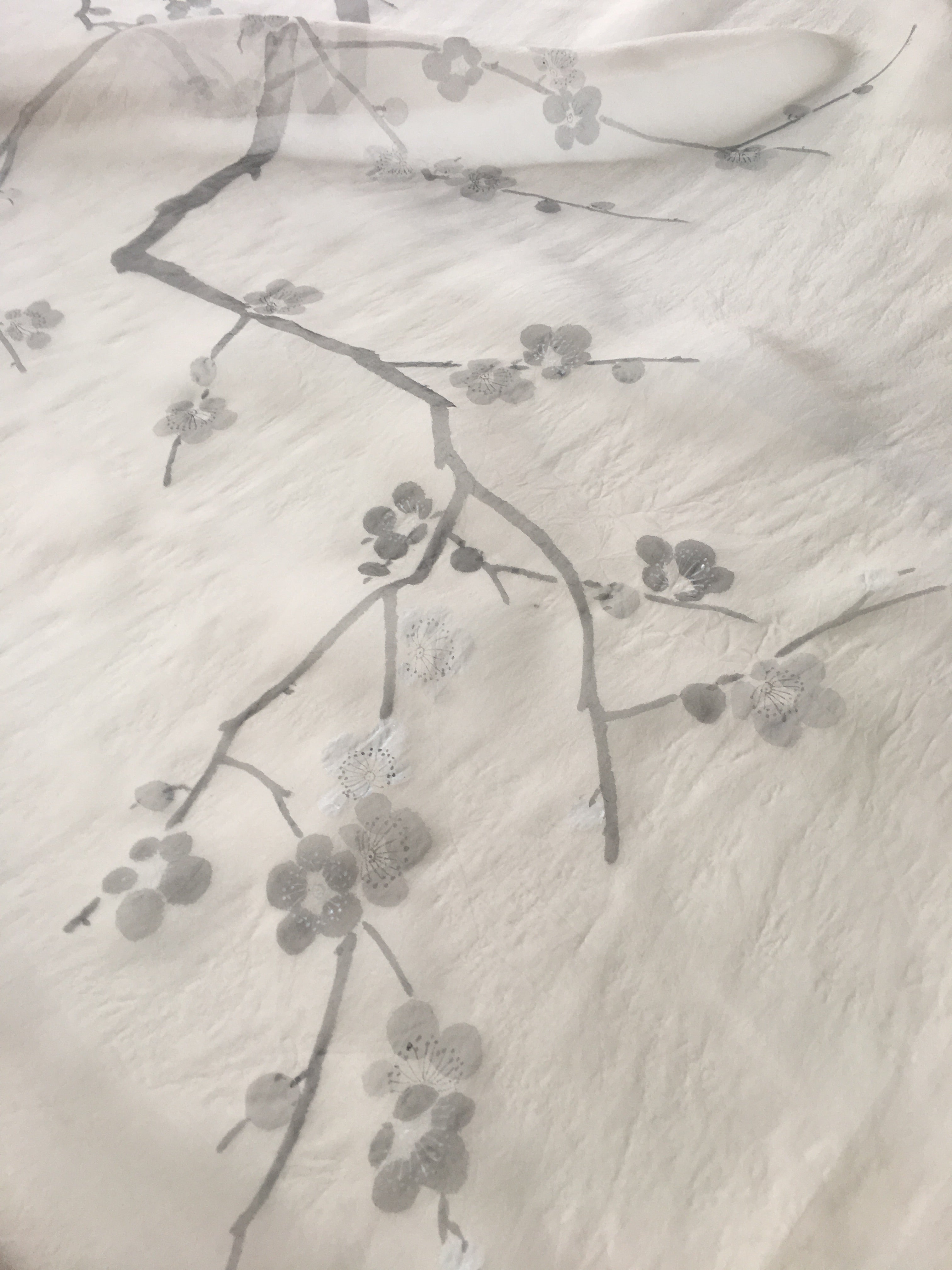 G-018 Plum Blossom on Silk Organza