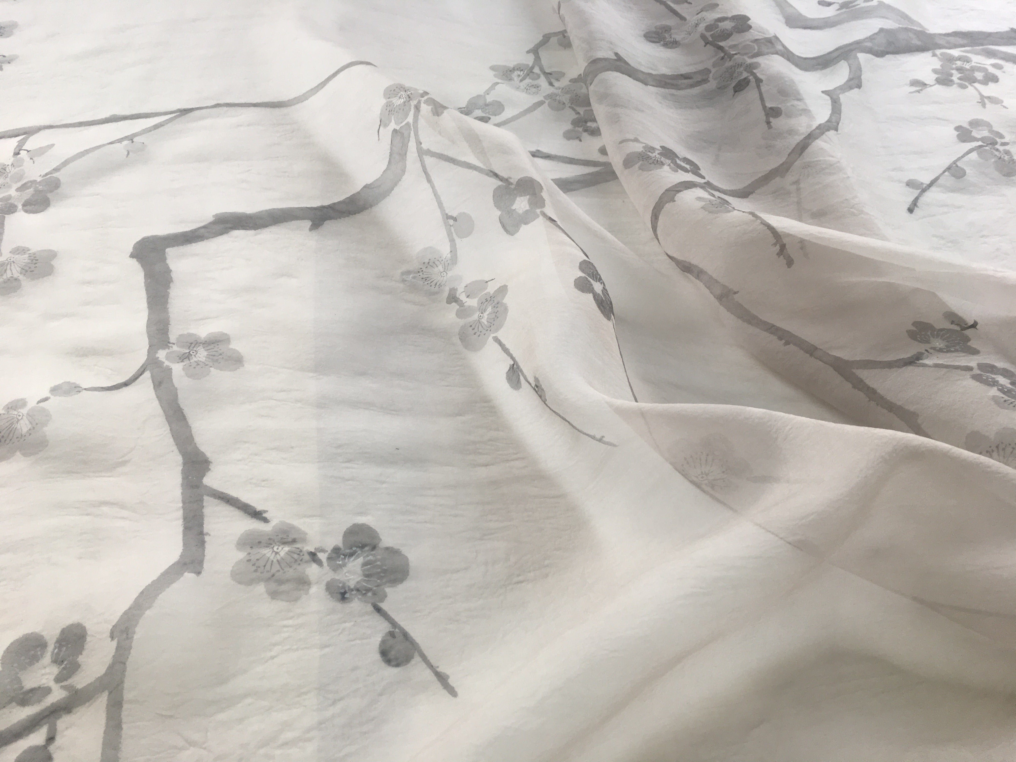 G-018 Plum Blossom on Silk Organza