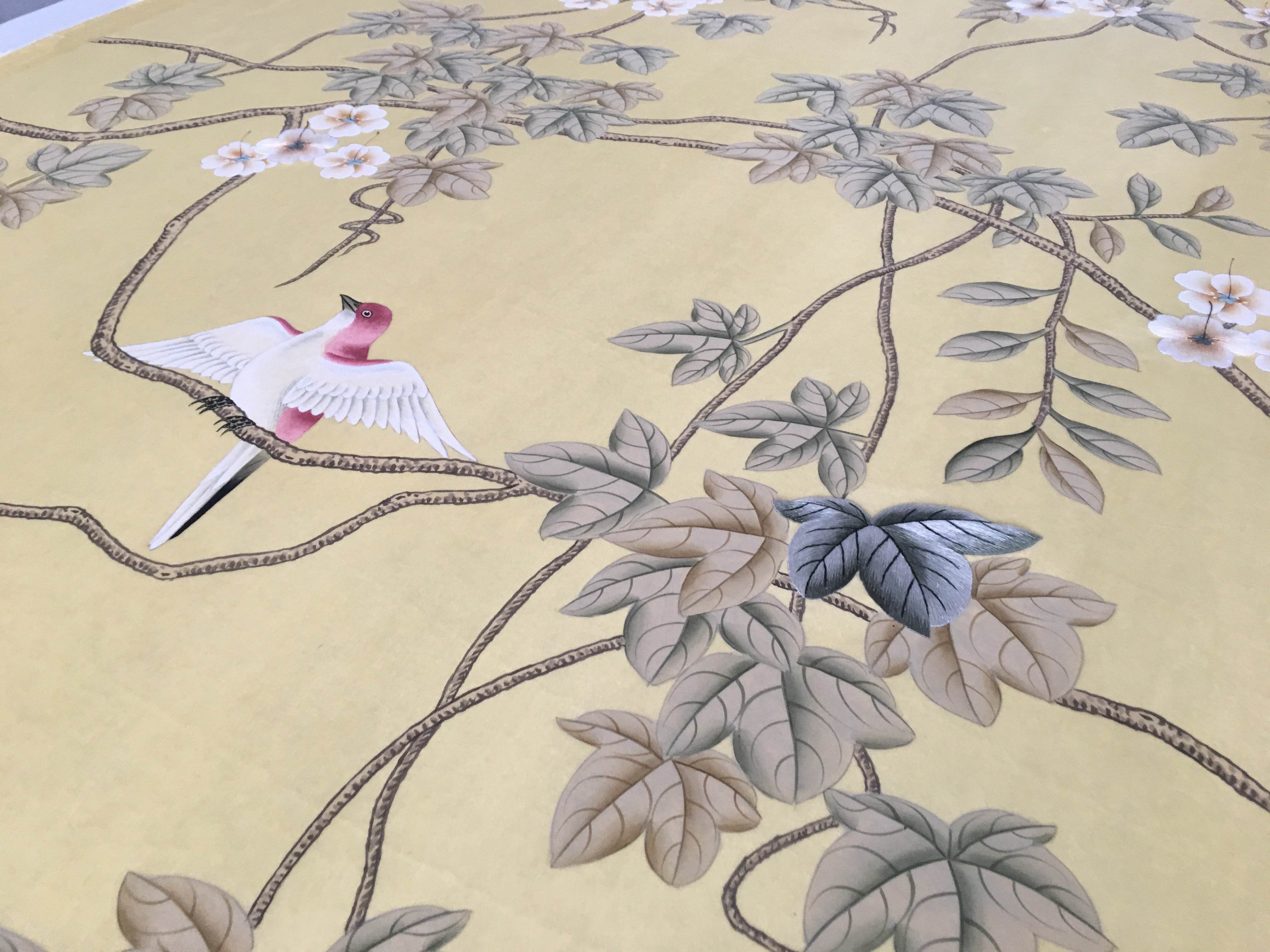 G-016 Birds and Vines in Yellow Silk SP-14